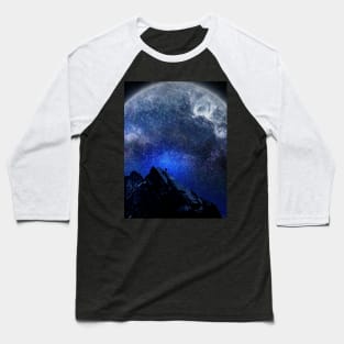 Man Hiking Night Sky A Visual Art Baseball T-Shirt